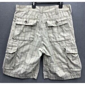 Vtg Levi's  Squad Cargo Shorts Mens Check Window Pane White Tag Beige Size 34
